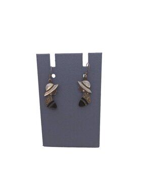 Chapal Zenray Lady Earrings Ruby MOP Marcasite Onyx Sterling Silver Silhouette
